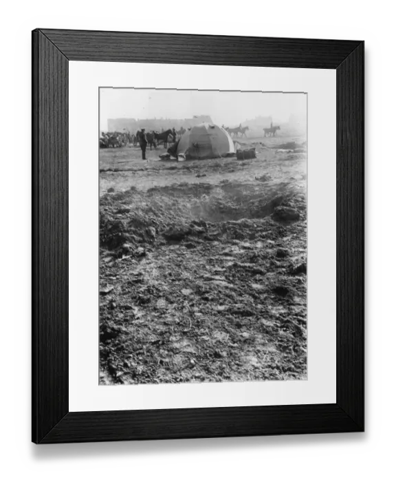 Framed Print : Quartermasters tent with shell hole in foreground, WW1 Framed Print : Quartermasters tent with shell hole in foreground, WW1