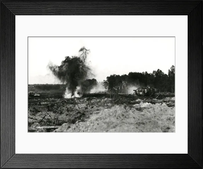 Framed Print : American tanks in action, western front, WW1 Framed Print : American tanks in action, western front, WW1