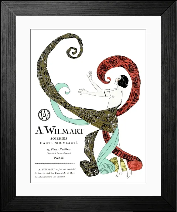 Framed Print : Advertisement for A Wilmart silk, Paris Framed Print : Advertisement for A Wilmart silk, Paris