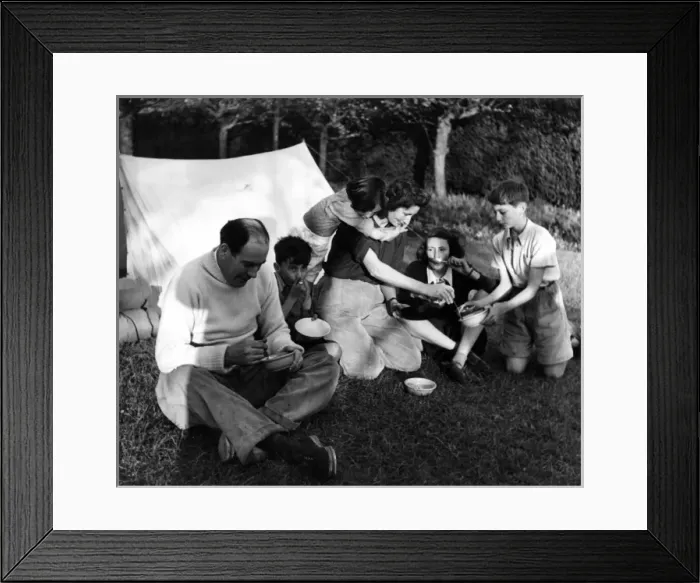 Framed Print : Family Camping Meal Framed Print : Family Camping Meal