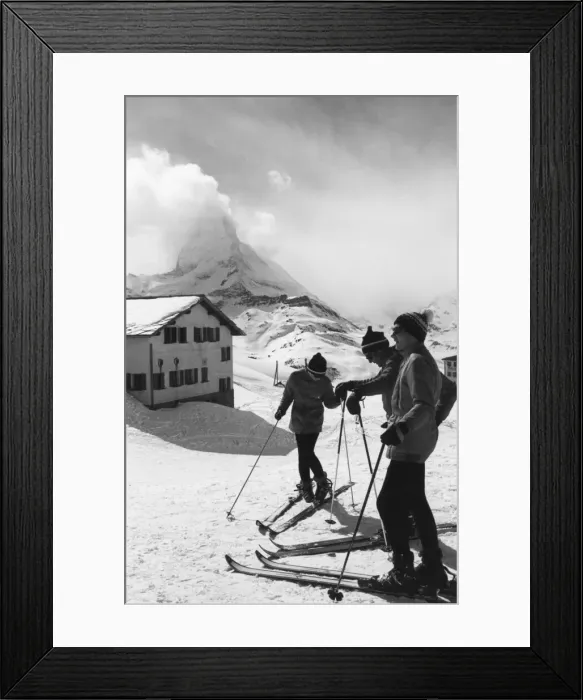 Framed Print : Skiers above Zermatt Framed Print : Skiers above Zermatt