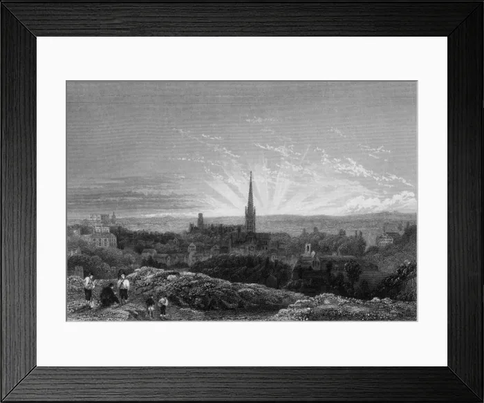 Framed Print : Norwich. General view of Norwich, Norfolk, from the East Hill Date: 1837 Framed Print : Norwich. General view of Norwich, Norfolk, from the East Hill Date: 1837