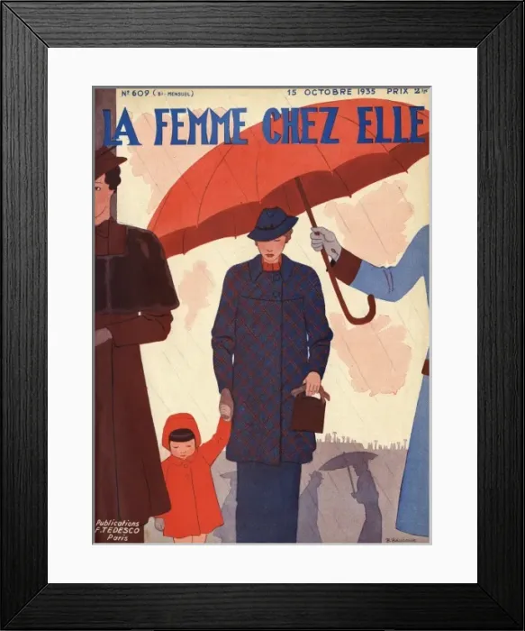 Framed Print : Mother & Child in Rain Framed Print : Mother & Child in Rain