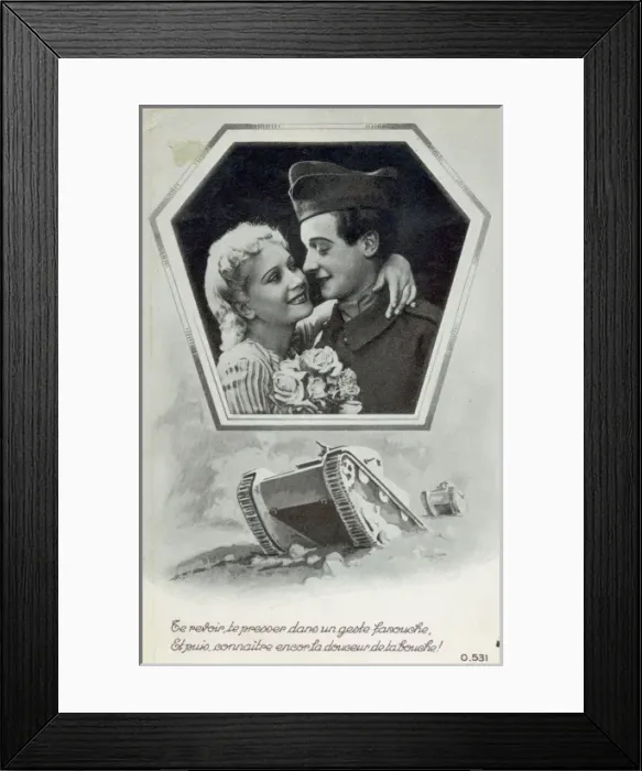 Framed Print : French couple saying goodbye in wartime Framed Print : French couple saying goodbye in wartime