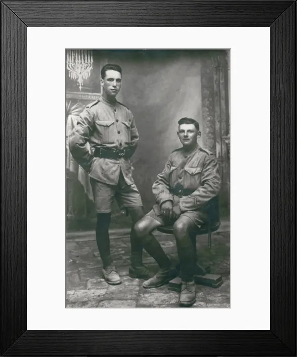 Framed Print : Two soldiers in khaki uniform Framed Print : Two soldiers in khaki uniform
