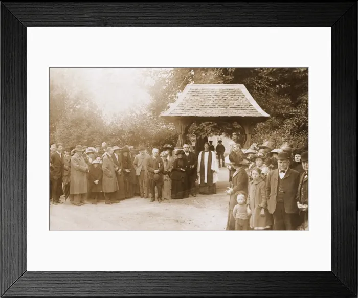 Framed Print : Kingham, Oxfordshire - Dedication of the Lich-Gate Framed Print : Kingham, Oxfordshire - Dedication of the Lich-Gate