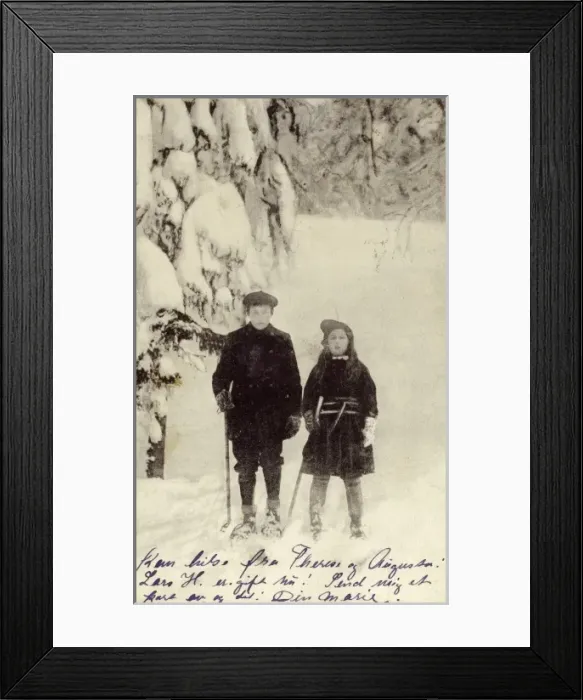 Framed Print : Norwegian brother and sister in the snow Framed Print : Norwegian brother and sister in the snow