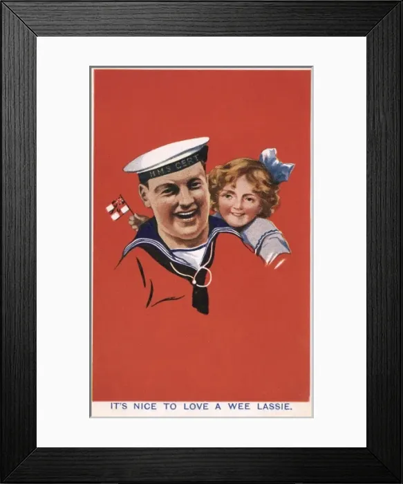 Framed Print : Sailor with his daughter Framed Print : Sailor with his daughter