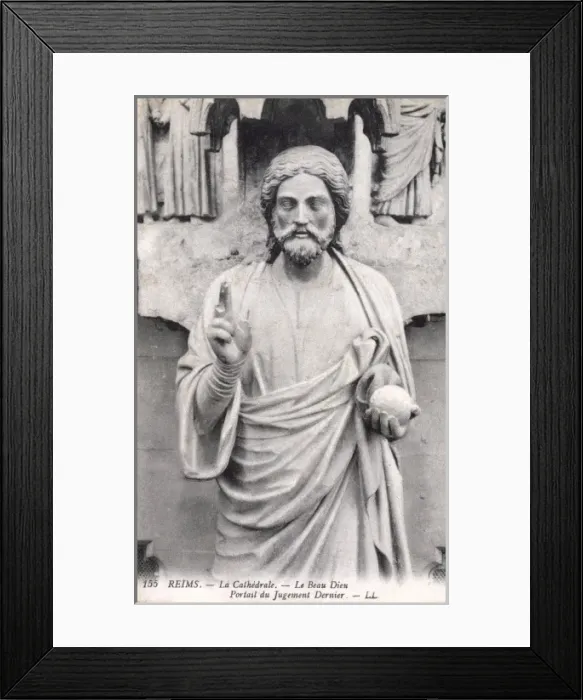 Framed Print : Cathedral at Riems, France - Carving of Jesus Framed Print : Cathedral at Riems, France - Carving of Jesus