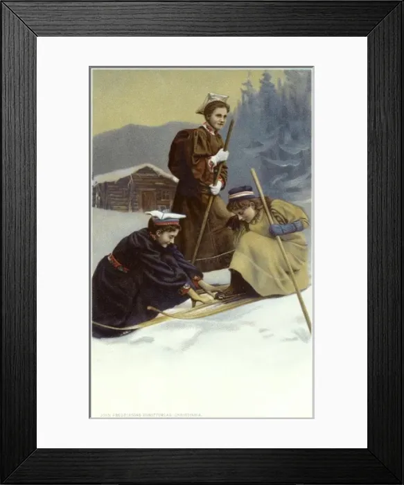 Framed Print : Norwegian Types (2 / 5) - Putting on Skis Framed Print : Norwegian Types (2 / 5) - Putting on Skis