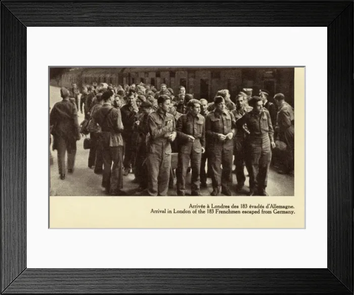 Framed Print : Arrival in Britain of escaped French men Framed Print : Arrival in Britain of escaped French men