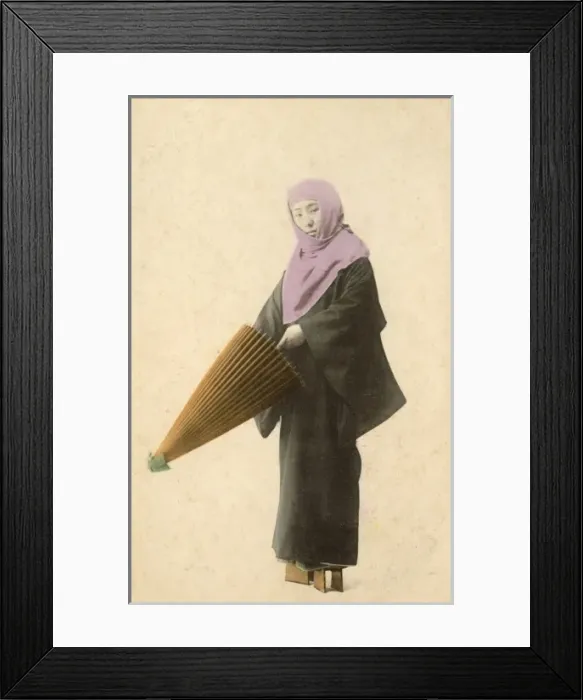 Framed Print : Japanese lady about to unfurl her umbrella Framed Print : Japanese lady about to unfurl her umbrella