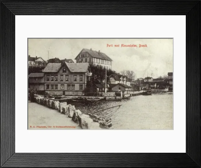 Framed Print : Norway - Brevik - View featuring the Common School Framed Print : Norway - Brevik - View featuring the Common School