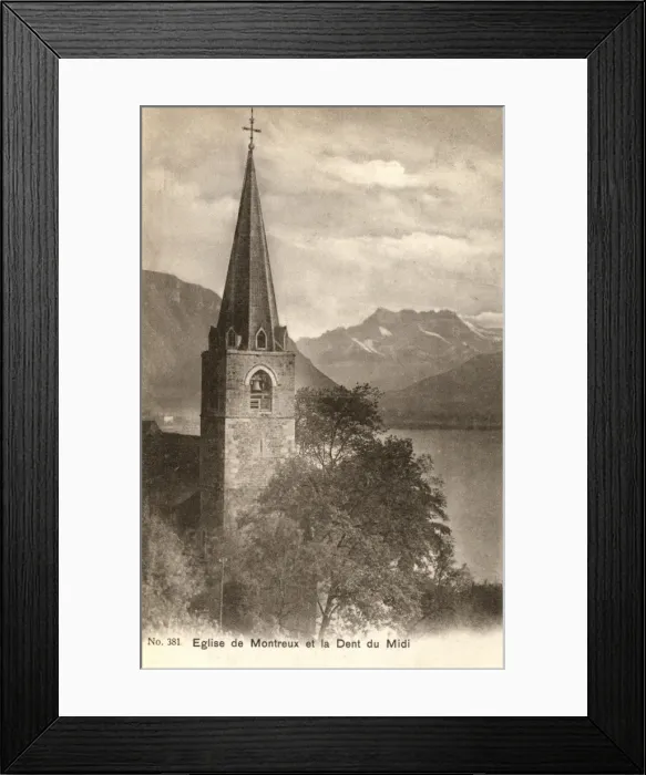 Framed Print : The Church of Montreux and the Dent de Midi Mountain