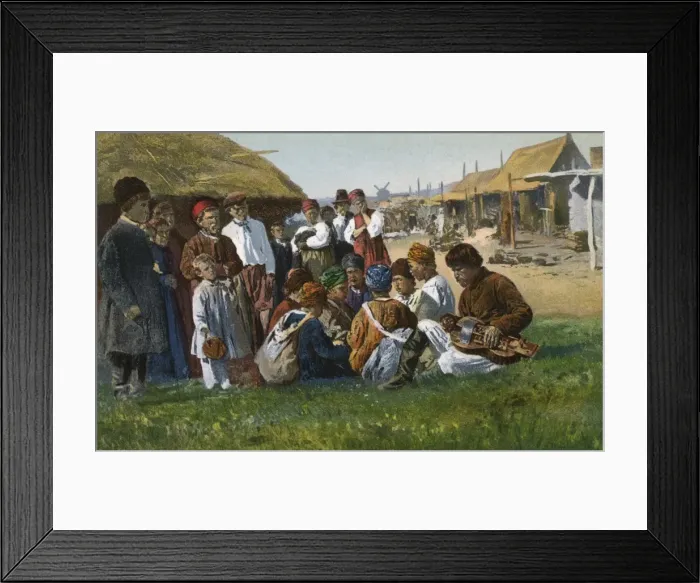 Framed Print : Ukrainian Villagers - listening to music Framed Print : Ukrainian Villagers - listening to music
