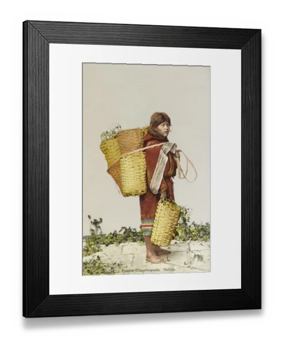 Framed Print : Bolivian Woman carrying many baskets Framed Print : Bolivian Woman carrying many baskets