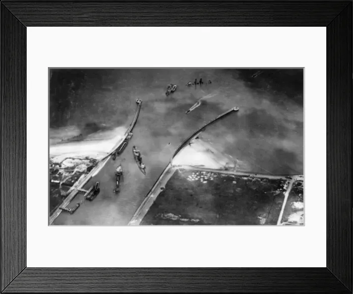 Framed Print : Aerial view of Bruges Canal, Zeebrugge, Belgium, WW1 Framed Print : Aerial view of Bruges Canal, Zeebrugge, Belgium, WW1
