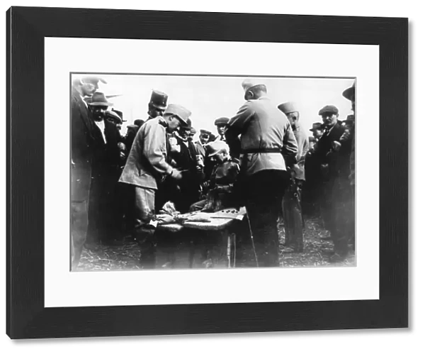 Austrian army receiving their first pay, WW1