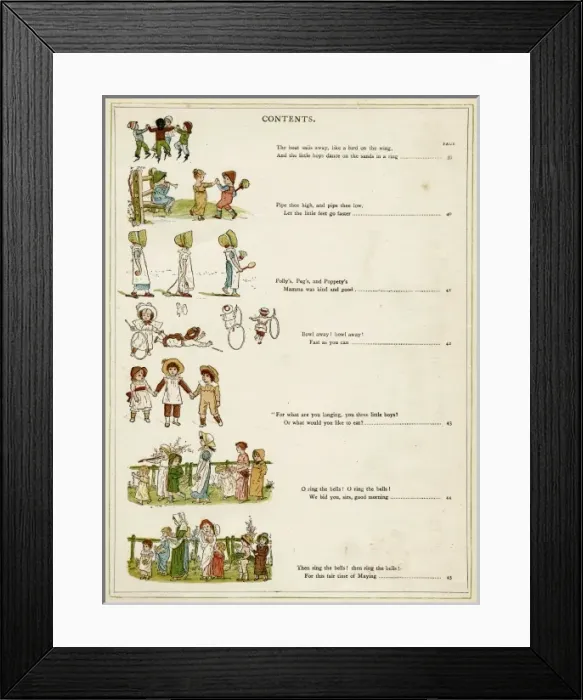 Framed Print : Contents page, Under the Window by Kate Greenaway Framed Print : Contents page, Under the Window by Kate Greenaway