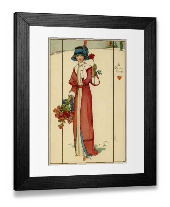 Framed Print : Elegant lady Valentine card Framed Print : Elegant lady Valentine card