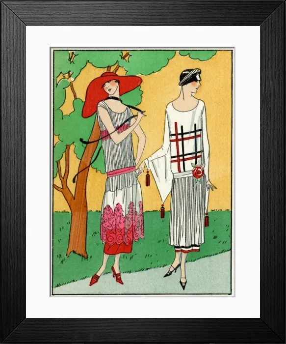 Framed Print : Two ladies in summer outfits by Martial et Armand Framed Print : Two ladies in summer outfits by Martial et Armand