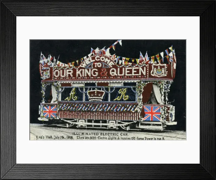 Framed Print : Illuminated Electric Car to celebrate Kings Visit Framed Print : Illuminated Electric Car to celebrate Kings Visit