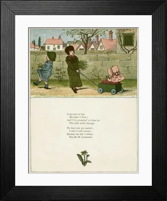 Framed Print : Three children with a go-cart Framed Print : Three children with a go-cart