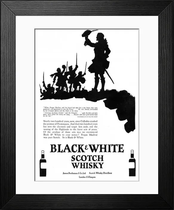 Framed Print : Advertisement for Black & White Whisky Framed Print : Advertisement for Black & White Whisky