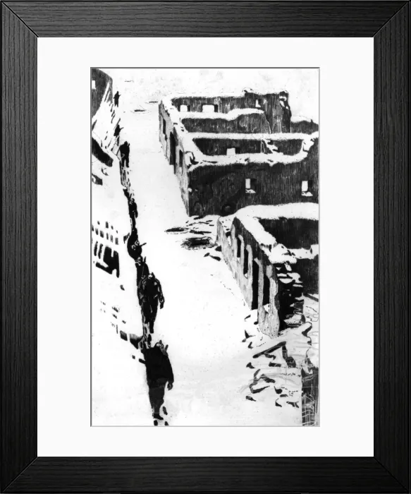 Framed Print : German soldiers in a village, WW1 Framed Print : German soldiers in a village, WW1