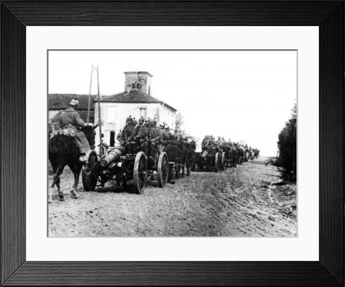 Framed Print : German artillery on the march, Bois de Pietre, France, WW1 Framed Print : German artillery on the march, Bois de Pietre, France, WW1