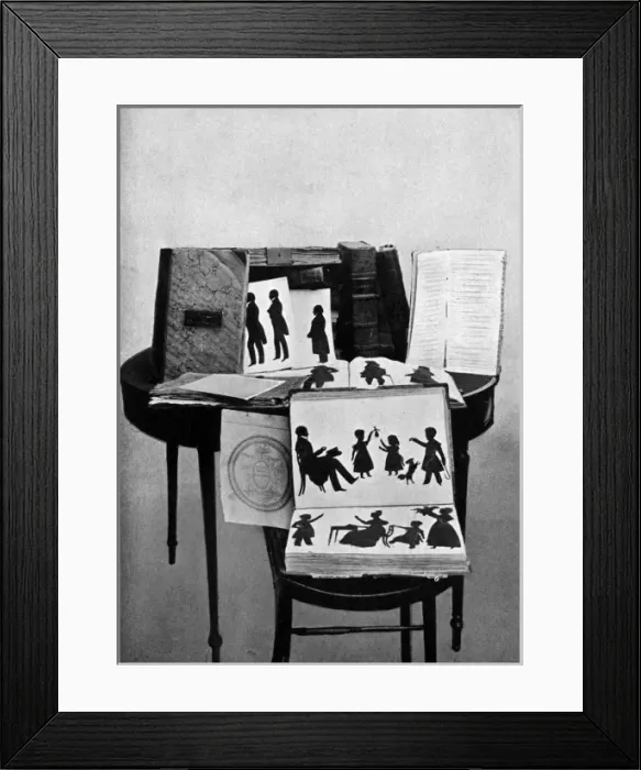 Framed Print : Volumes of silhouettes by August Edouart Framed Print : Volumes of silhouettes by August Edouart