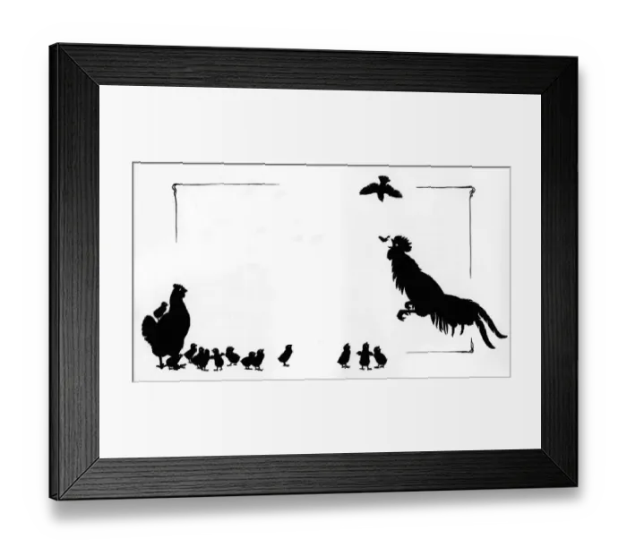 Framed Print : A cockerel catches the moth Framed Print : A cockerel catches the moth