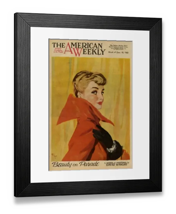 Framed Print : David Wright woman in red coat and black gloves Framed Print : David Wright woman in red coat and black gloves