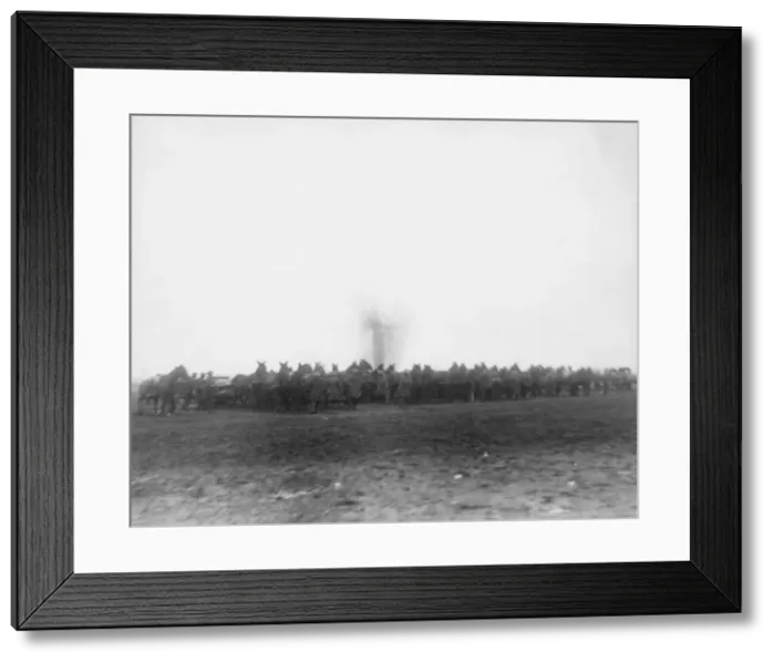 Framed Print : Troops and horses on a battlefield, WW1 Framed Print : Troops and horses on a battlefield, WW1