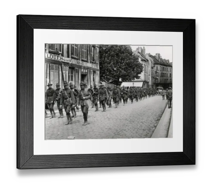 Framed Print : American troops on march to Meaux, France, WW1 Framed Print : American troops on march to Meaux, France, WW1