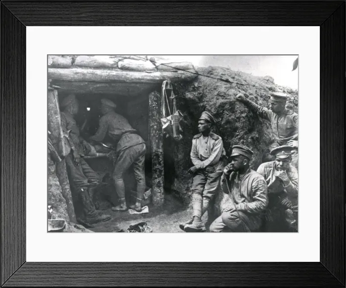 Framed Print : Czech soldiers outside a dugout, Russian Front, WW1 Framed Print : Czech soldiers outside a dugout, Russian Front, WW1