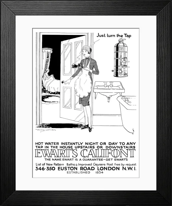 Framed Print : Advert for Ewarts Califront hot water 1927 Framed Print : Advert for Ewarts Califront hot water 1927