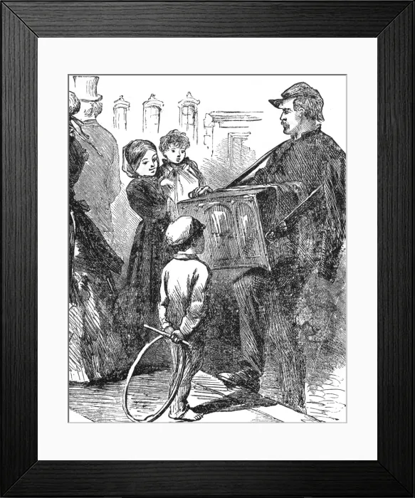 Framed Print : Street music: Organ grinder, 1872 Framed Print : Street music: Organ grinder, 1872