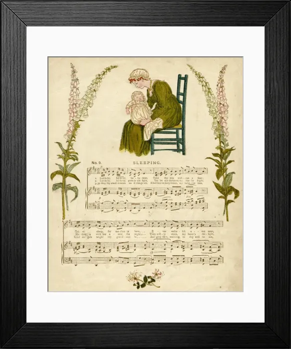 Framed Print : Illustration with music, Sleeping Framed Print : Illustration with music, Sleeping