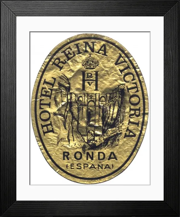 Framed Print : Label, Hotel Reina Victoria, Ronda, Andalucia, Spain Framed Print : Label, Hotel Reina Victoria, Ronda, Andalucia, Spain