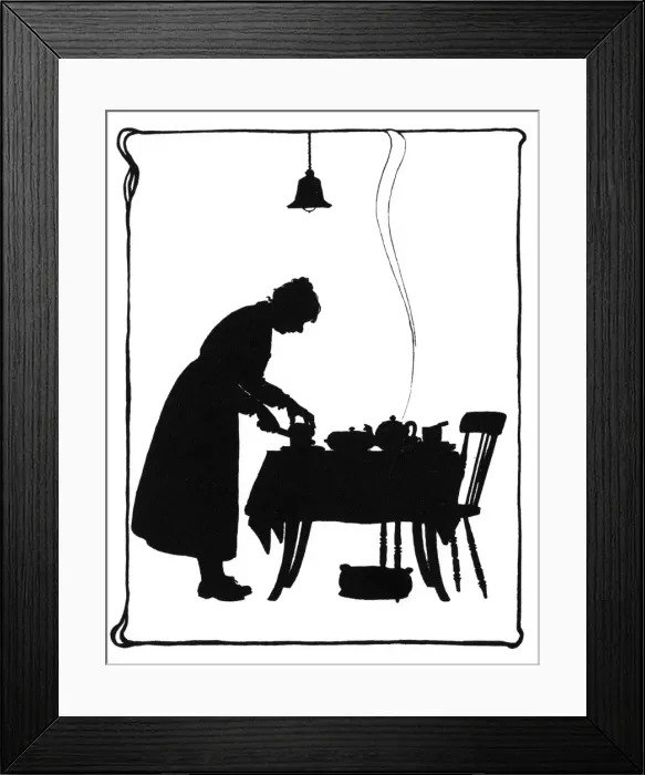Framed Print : Frontispiece, Mrs Bobbity standing at the tea table Framed Print : Frontispiece, Mrs Bobbity standing at the tea table