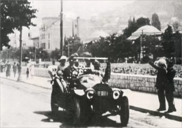 Archduke and wife in car before assassination, Sarajevo