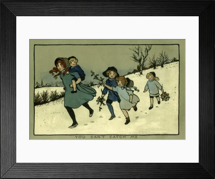 Framed Print : Christmas. Children in snowy fields Framed Print : Christmas. Children in snowy fields