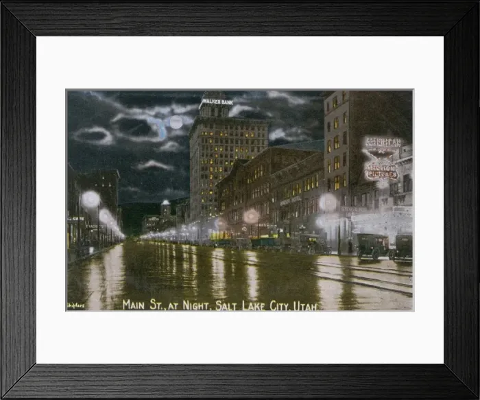 Framed Print : Main Street at Night - Salt Lake City, Utah, USA Framed Print : Main Street at Night - Salt Lake City, Utah, USA