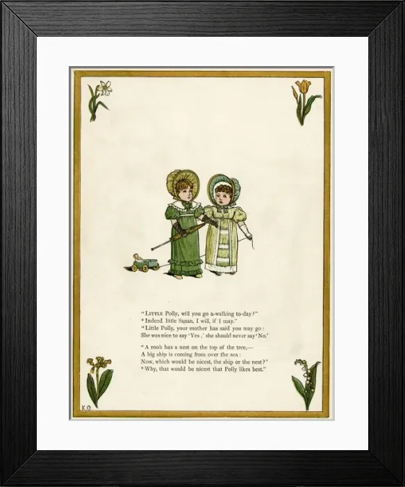 Framed Print : Two little girls going for a walk Framed Print : Two little girls going for a walk