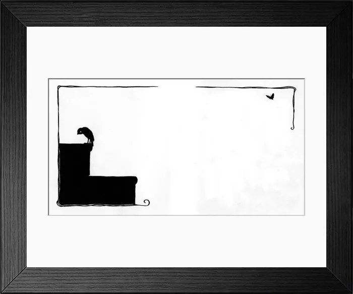 Framed Print : Jack Sparrow perched on step, moth flutters past