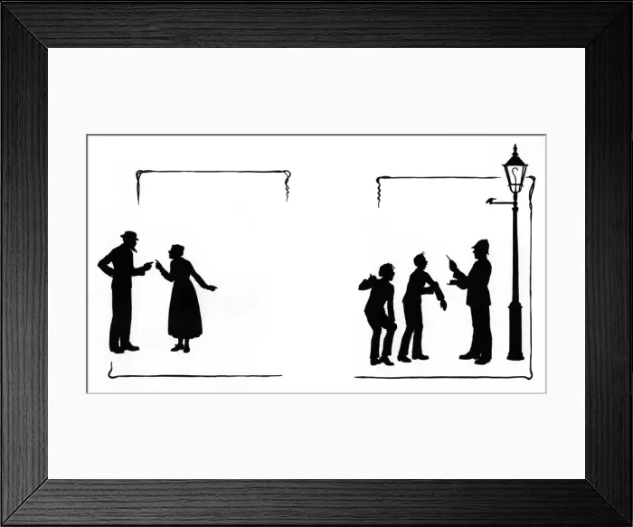 Framed Print : Mrs Bobbity and neighbours with policeman