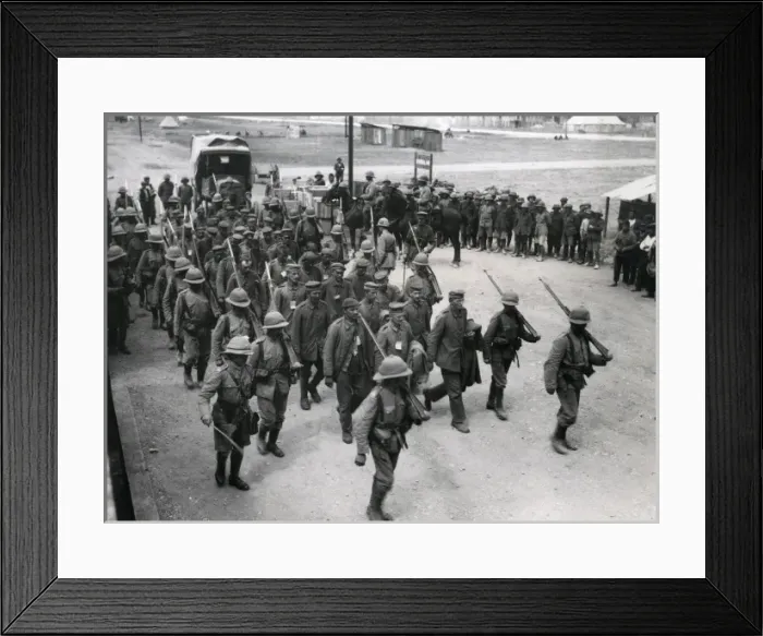 Framed Print : German prisoners marching, Balkan Front, WW1 Framed Print : German prisoners marching, Balkan Front, WW1