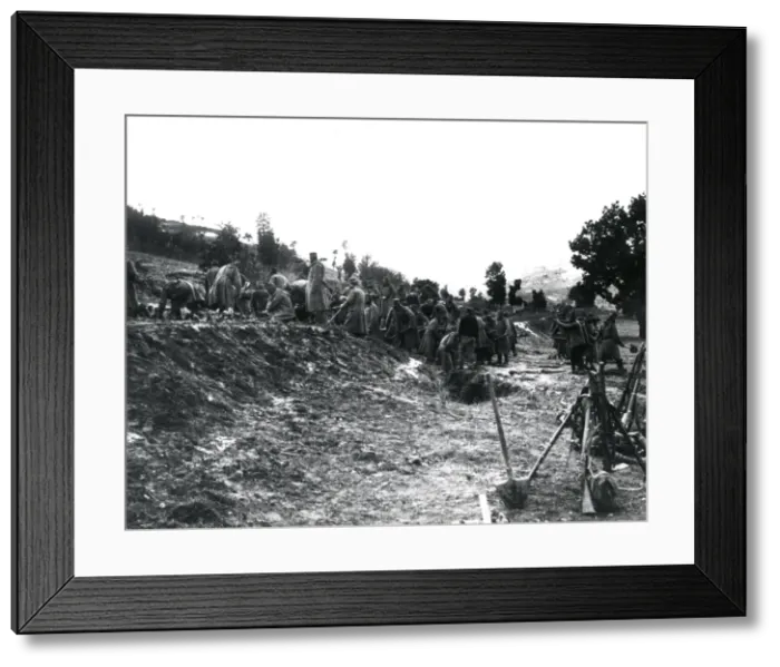 Framed Print : Serbian troops constructing defences, WW1 Framed Print : Serbian troops constructing defences, WW1