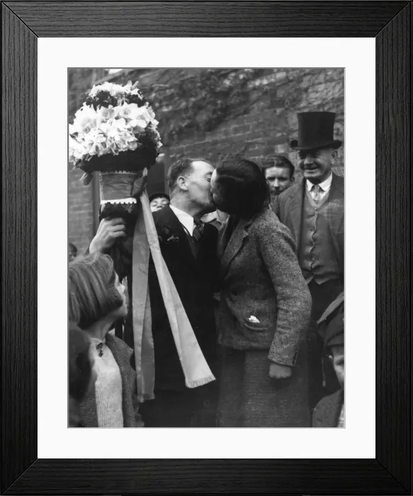Framed Print : Hocktide Kiss Framed Print : Hocktide Kiss